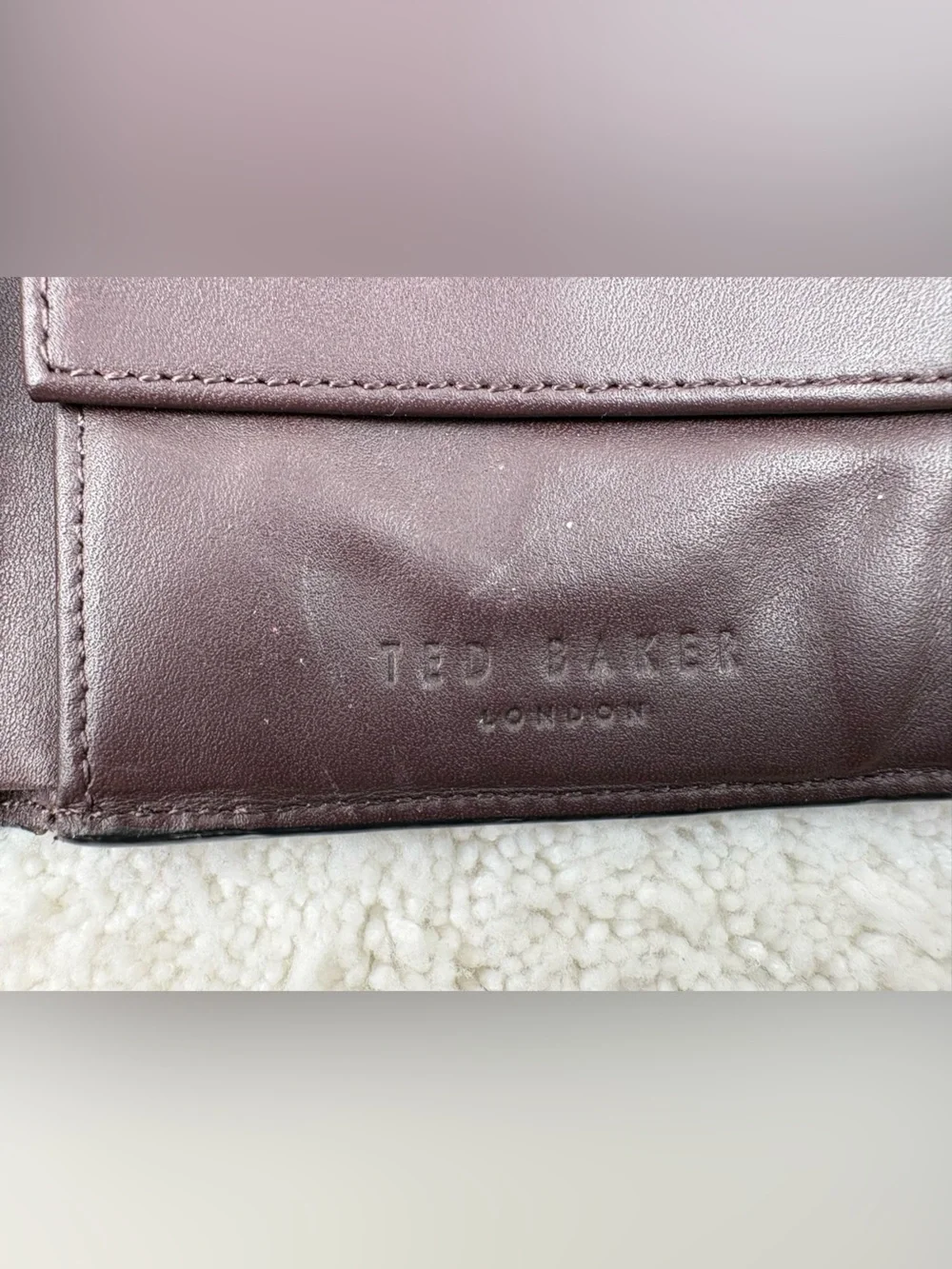 Ted Baker London Black and Deep Burgundy/Brown Bifold Wallet